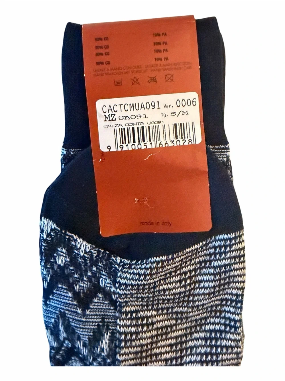 Missoni Unisex Knit Socks S/M W 6-9 M 5-8 NWT Italy